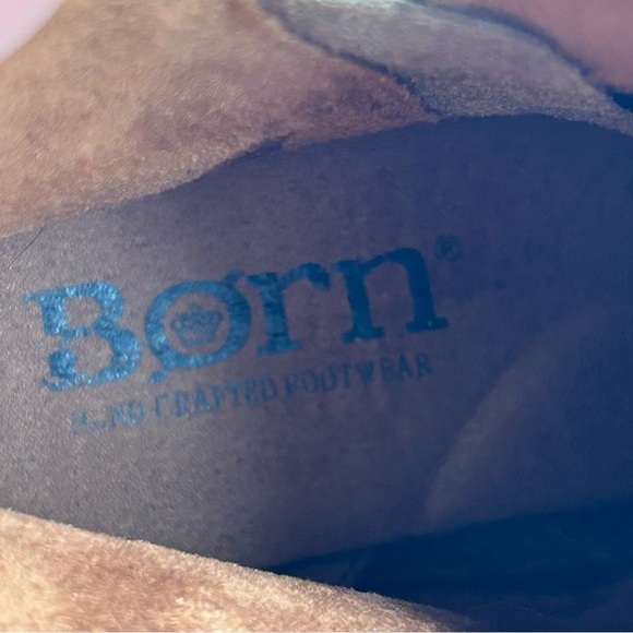 Born Camel Brown Leather Outside Zipper Ankle Boots Size 7.5 Almond Toe - Picture 15 of 16